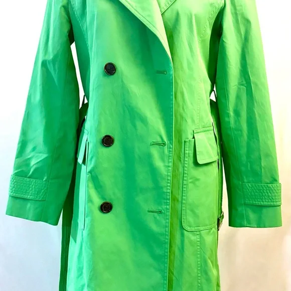 Anne Klein Spring Lime Green Belted Trench Coat - Picture 4 of 12